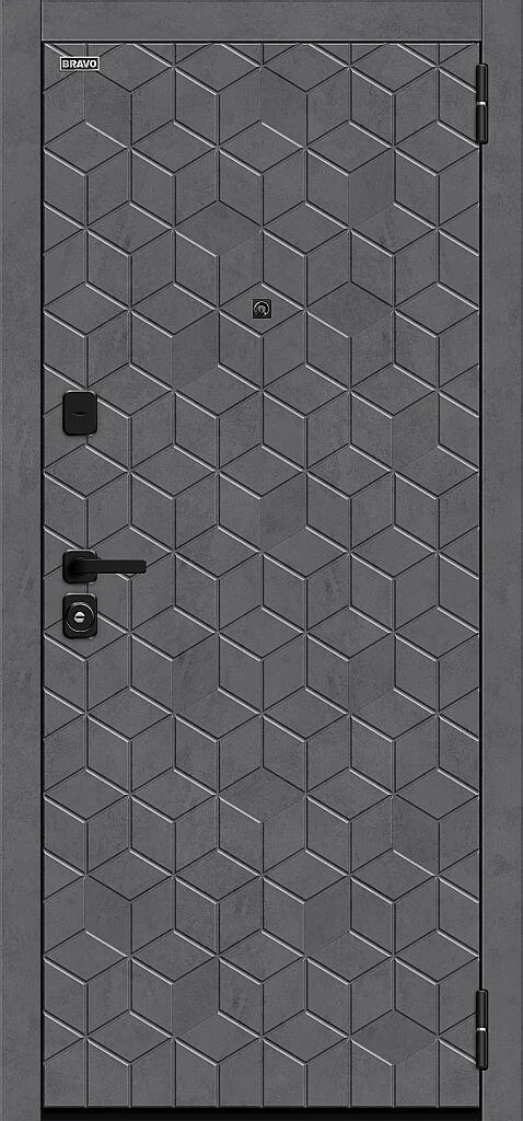 Фото Входная дверь Кьюб/SBlack Slate Art/Snow Art BR6161 внешняя сторона