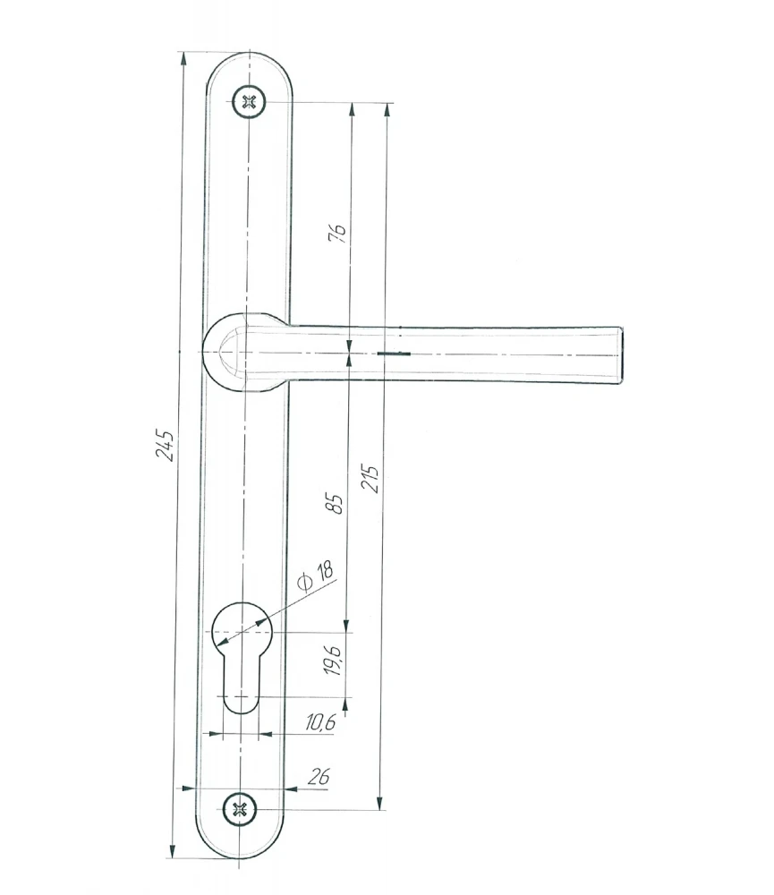 Фото Ручка дверная на планке РФ1-85.25 (85 мм) черный матовый