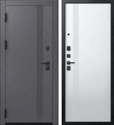 Дверь V-17 Черный муар + Кашемир графит - Кашемир белый