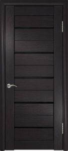 Межкомнатная дверь ЛУ-22 (Венге, стекло лакобель черное)